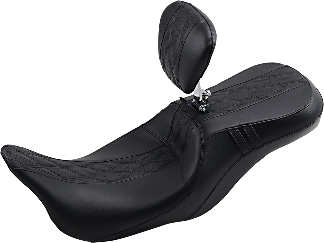 LE PERA Outcast GT Seat - 2-Up - With Backrest - Black Double Diamond - Perforated - FL '08-'22 LK-997BRGT2