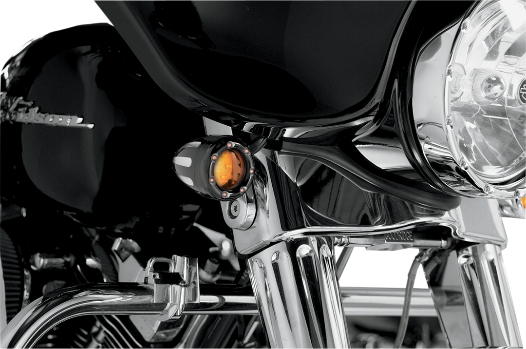 ARLEN NESS Turn Signals - LED - Deep Cut - Black/Amber - Amber Ring 12-753
