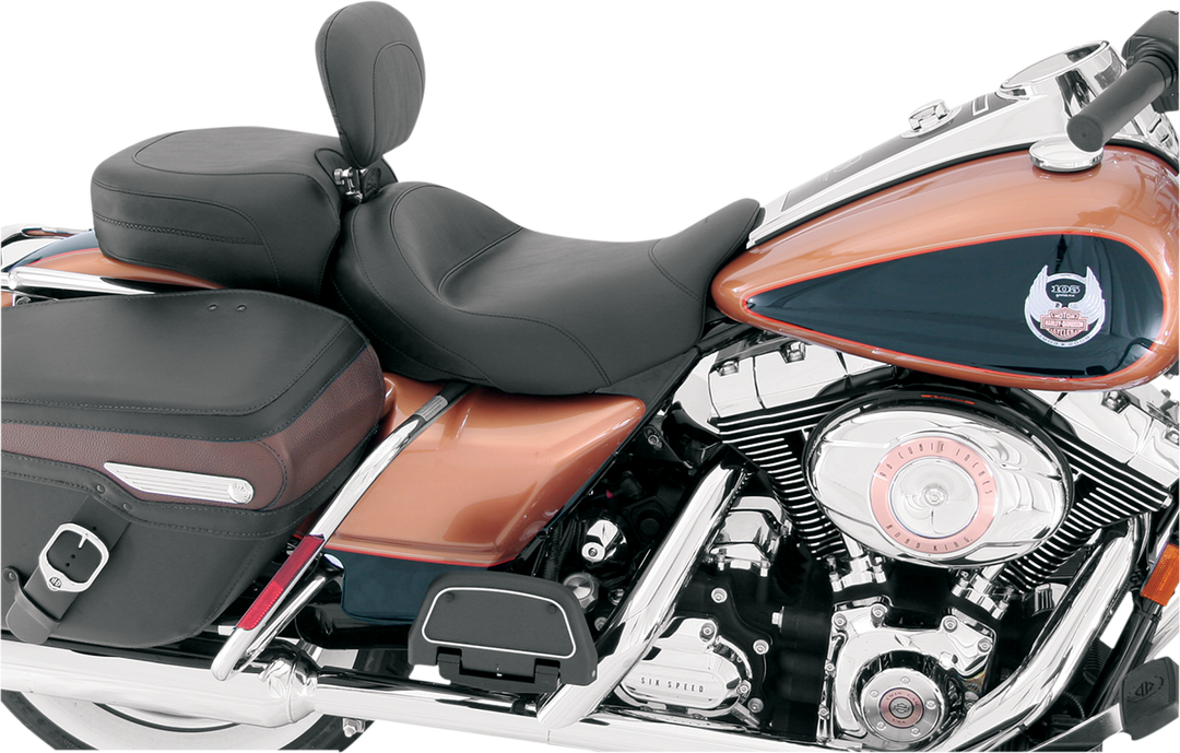 MUSTANG Wide Solo Seat - With Backrest - Vintage - Black - Smooth - FL '08-'25 79600