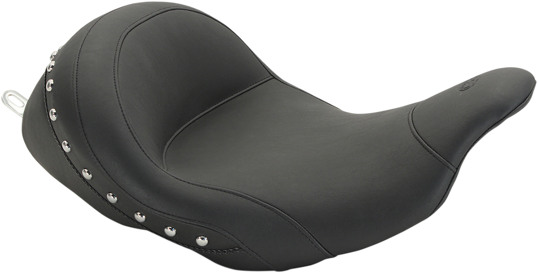 MUSTANG Lowdown Vintage Seat - No Driver Backrest - Chrome Studded - FL '08-'25 76079