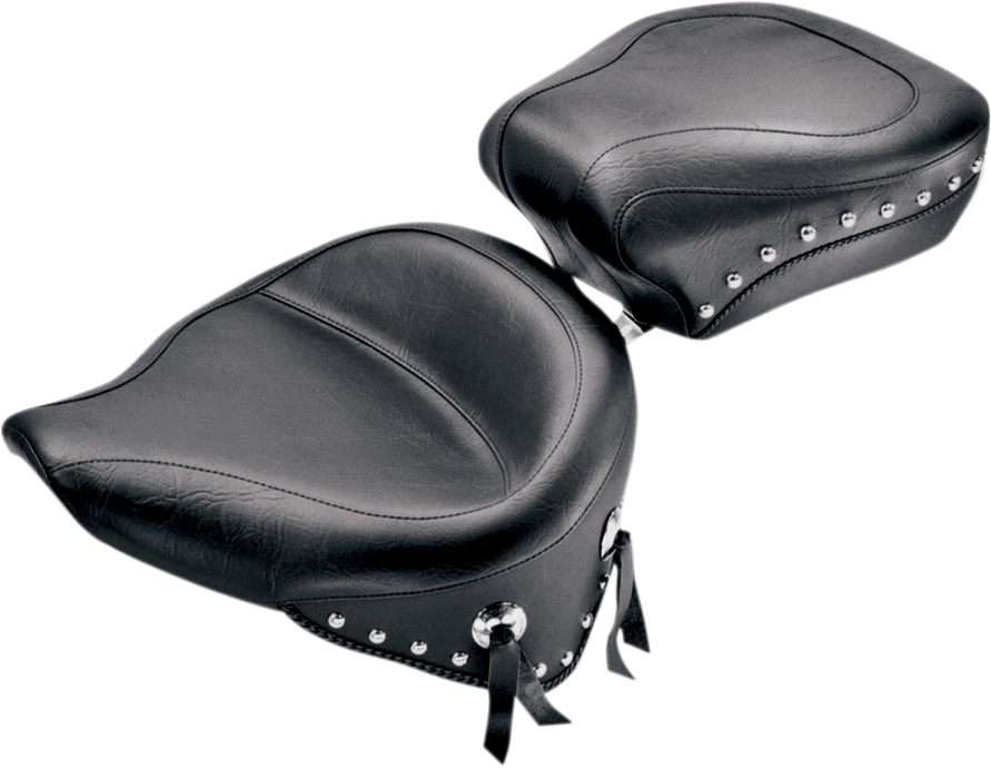 MUSTANG Wide Rear Seat - Studded - Black - Softail '84-'99 75509