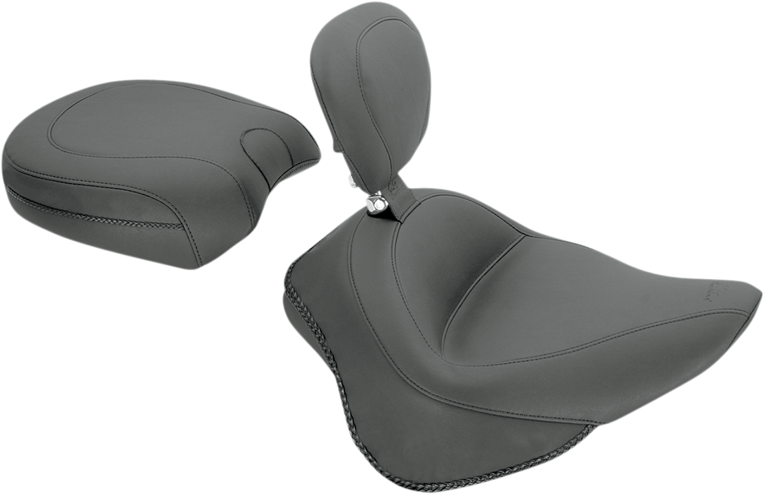 MUSTANG Wide Solo Seat - With Backrest - Vintage - Black - Smooth - FL/FX '11-'17 79742