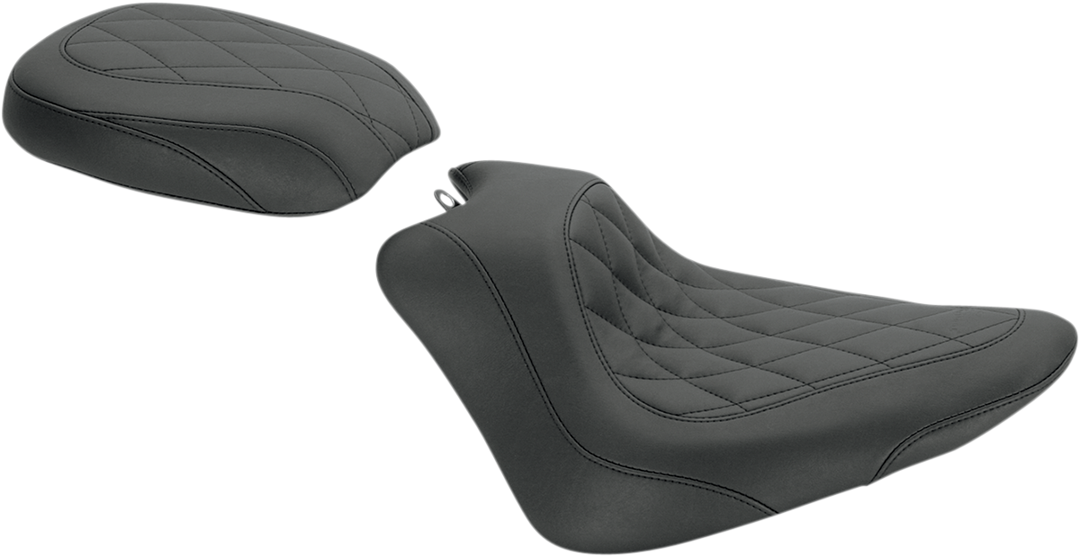 MUSTANG Wide Tripper Rear Seat - Diamond - Black - FXS '11-'13/FLS '12-'17 76763