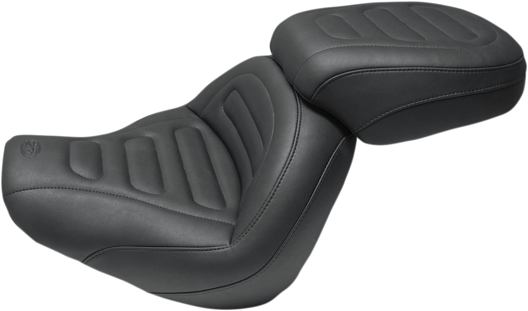 MUSTANG Max Profile Solo Touring Seat - without Driver Backrest - Black - Trapezoid Stitch - FXFB/FXFBS 75887