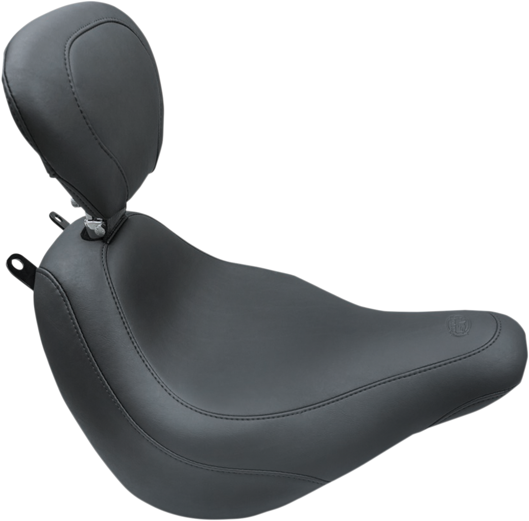 MUSTANG Wide Tripper™ Solo Seat - with Backrest - Smooth - Black - FLDE/FLHC '18-'25 79332
