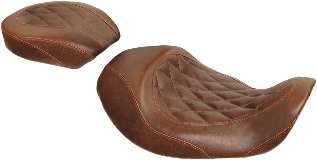 MUSTANG Forward Wide Tripper Solo Seat - Diamond - Brown - Dyna '06-'17 76711