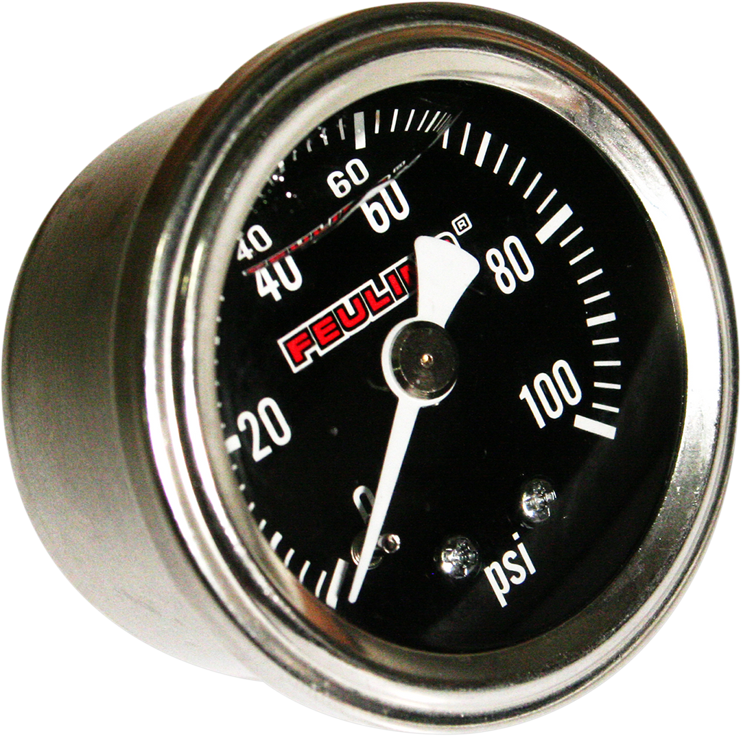 FEULING PARTS Liquid Filled Oil Pressure Gauge - 1.5" Dial - 1/8" Back Port - Black Face 9043