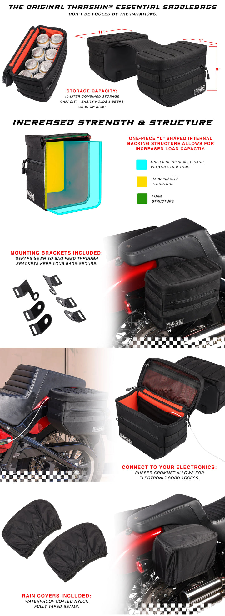 Thrashin Essential V3 Saddlebags - Black