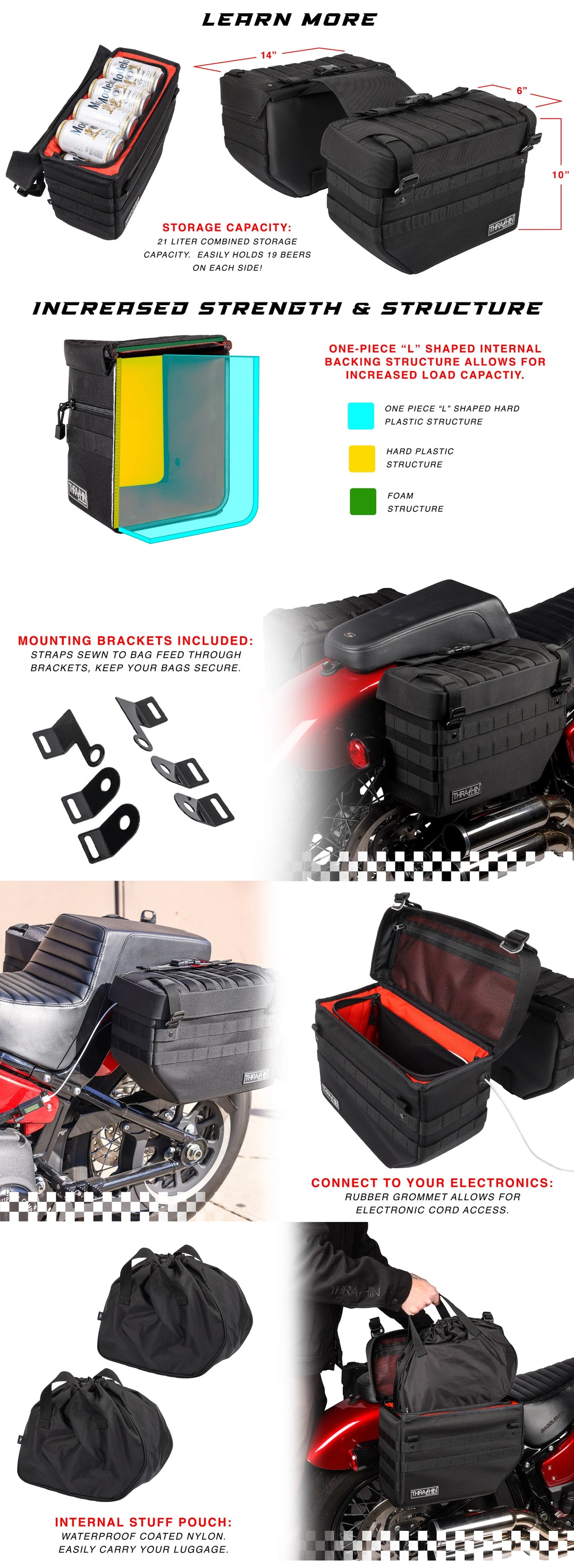 Thrashin Supply Expedition Saddlebags - Black