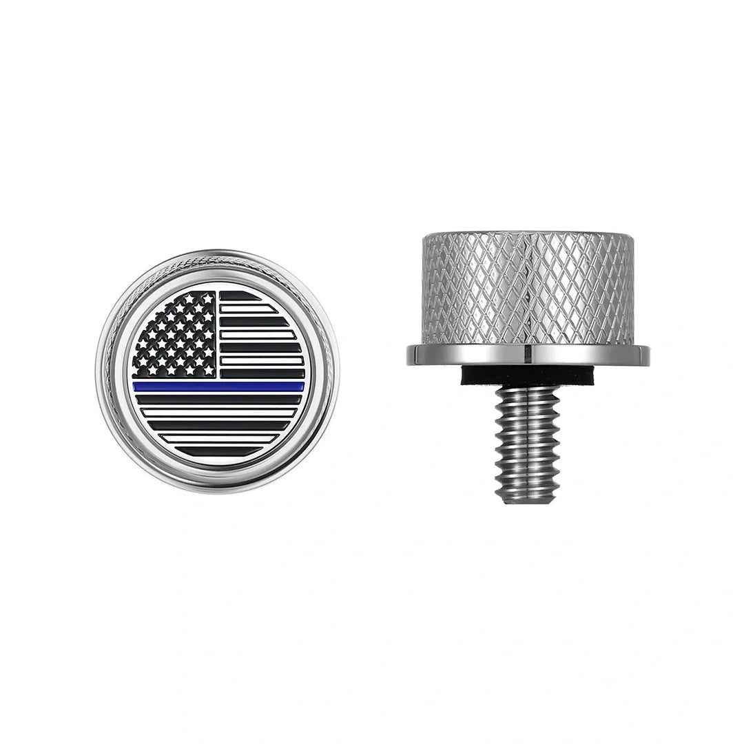 Figurati Designs – Stainless-Steel Blue Line American Flag Seat Screw – FD70-SEAT_SCREW-SS
