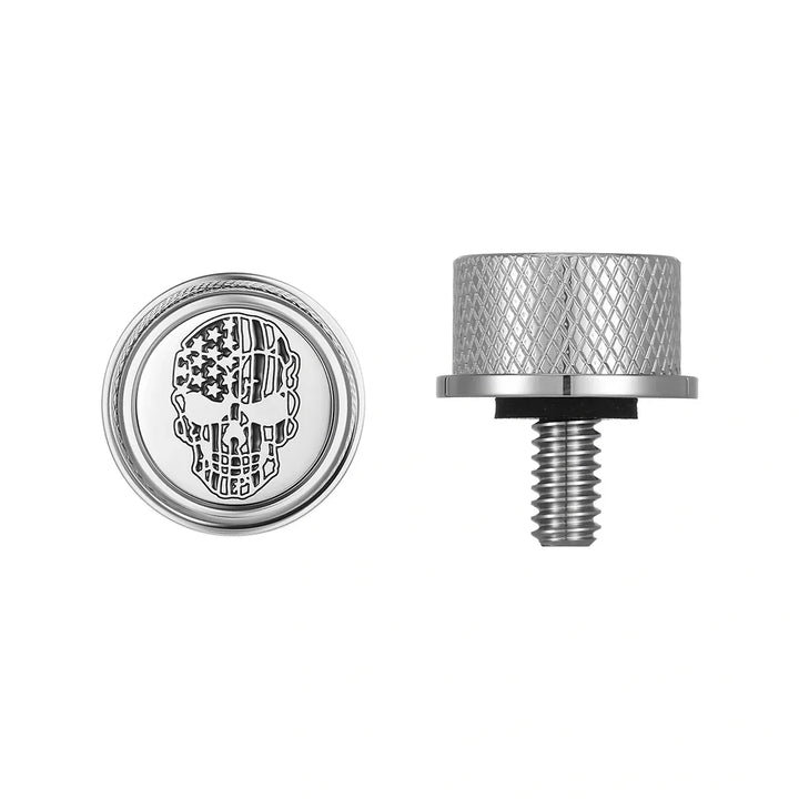 Figurati Designs – Stainless-Steel Contrast Cut American Flag Skull Seat Screw – FD27-SEAT_SCREW-SS