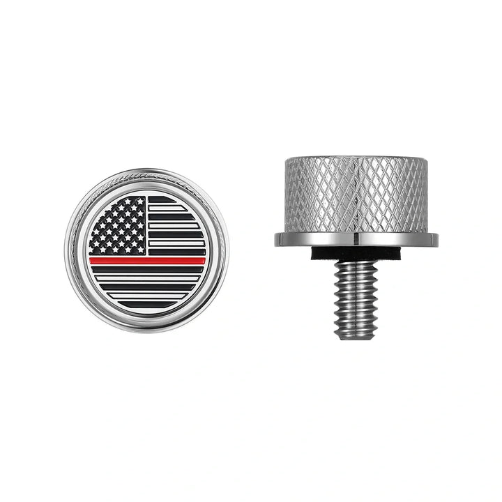 Figurati Designs – Stainless-Steel Red Line American Flag Seat Screw – FD73-SEAT_SCREW-SS