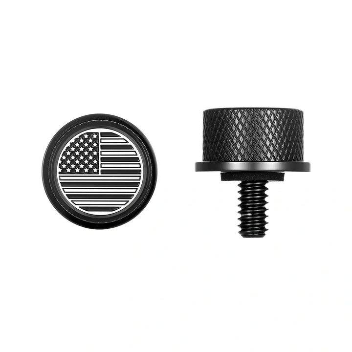 Figurati Designs – Stainless-Steel in Black American Flag Seat Screw – FD26-SEAT_SCREW-BLK