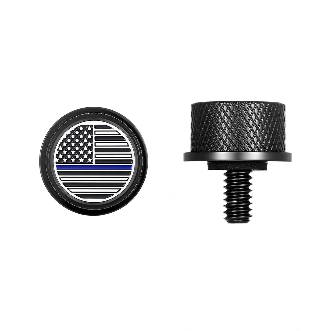 Figurati Designs – Stainless-Steel in Black Blue Line American Flag Seat Screw – FD71-SEAT_SCREW-BLK