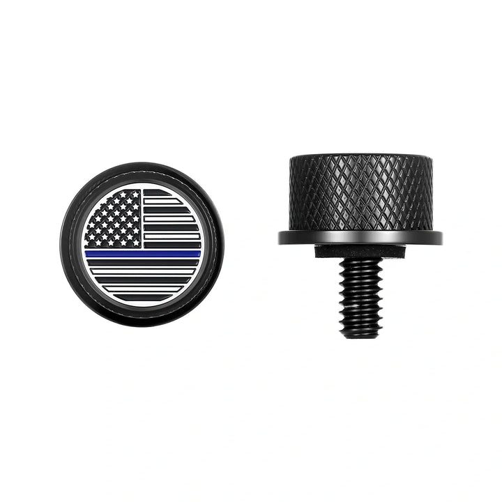 Figurati Designs – Stainless-Steel in Black Blue Line American Flag Seat Screw – FD71-SEAT_SCREW-BLK