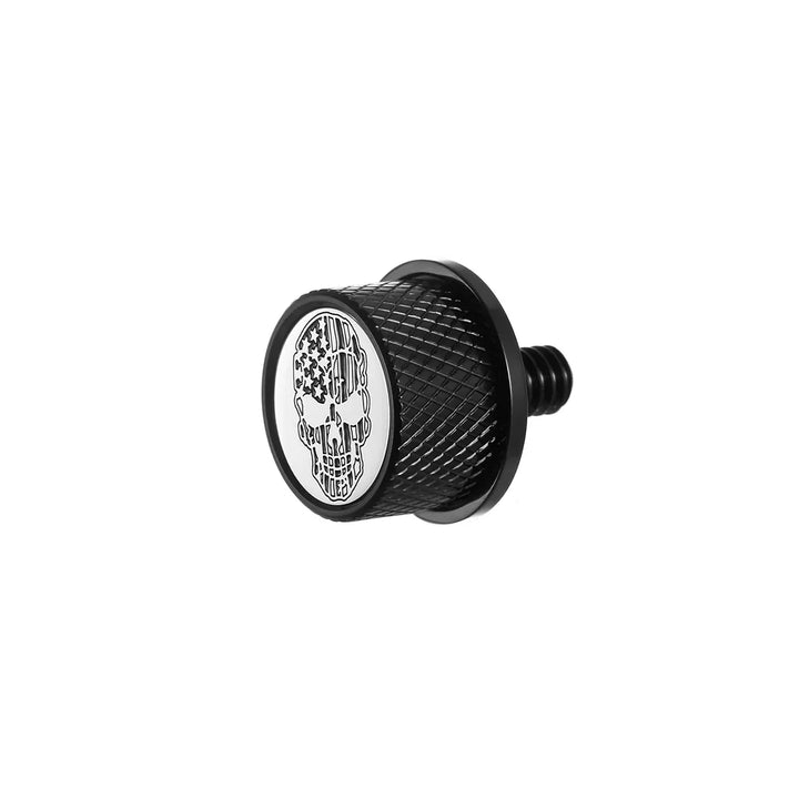Figurati Designs – Stainless-Steel in Black Contrast Cut American Flag Skull Seat Screw – FD27-SEAT_SCREW-BLK