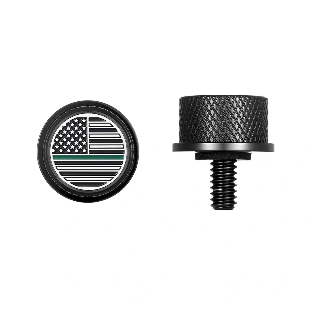 Figurati Designs – Stainless-Steel in Black Green Line American Flag Seat Screw – FD72-SEAT_SCREW-BLK