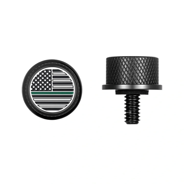 Figurati Designs – Stainless-Steel in Black Green Line American Flag Seat Screw – FD72-SEAT_SCREW-BLK