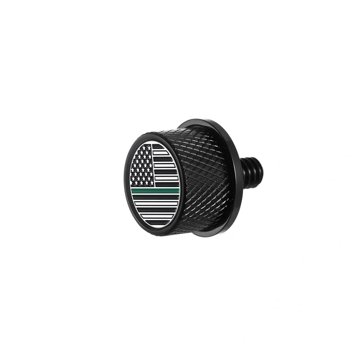 Figurati Designs – Stainless-Steel in Black Green Line American Flag Seat Screw – FD72-SEAT_SCREW-BLK