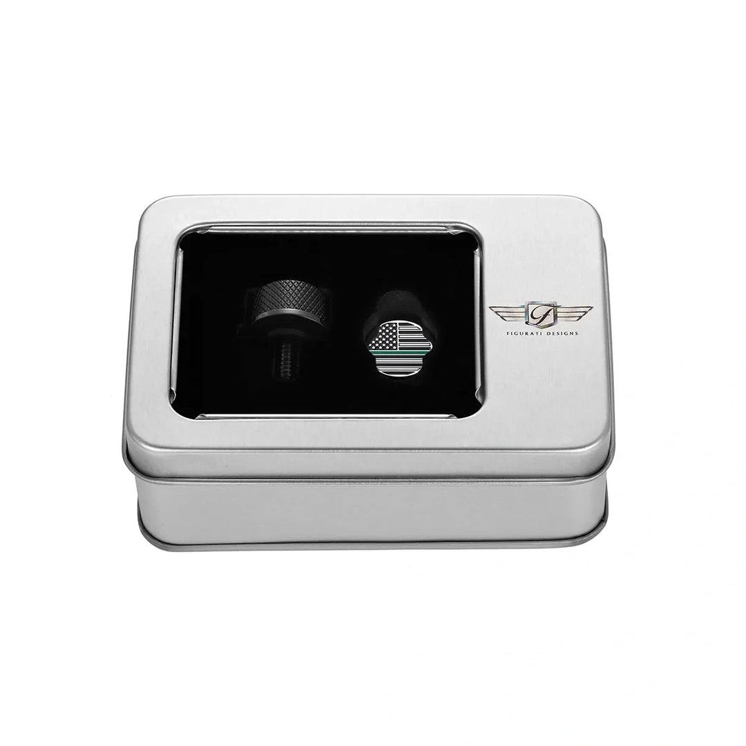 Figurati Designs – Stainless-Steel in Black Green Line American Flag Seat Screw – FD72-SEAT_SCREW-BLK