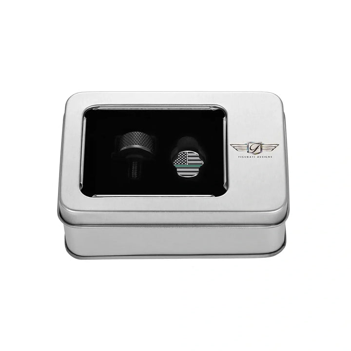 Figurati Designs – Stainless-Steel in Black Green Line American Flag Seat Screw – FD72-SEAT_SCREW-BLK