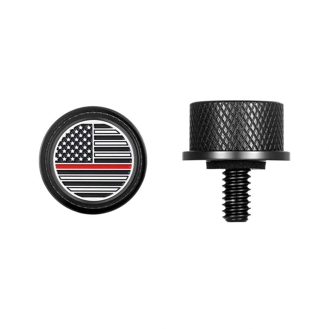 Figurati Designs – Stainless-Steel in Black Red Line American Flag Seat Screw – FD75-SEAT_SCREW-BLK
