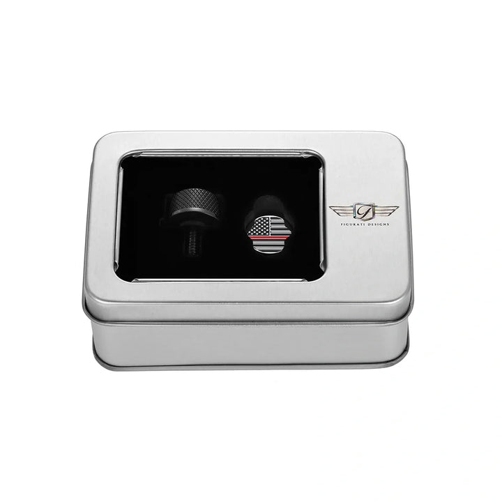 Figurati Designs – Stainless-Steel in Black Red Line American Flag Seat Screw – FD75-SEAT_SCREW-BLK