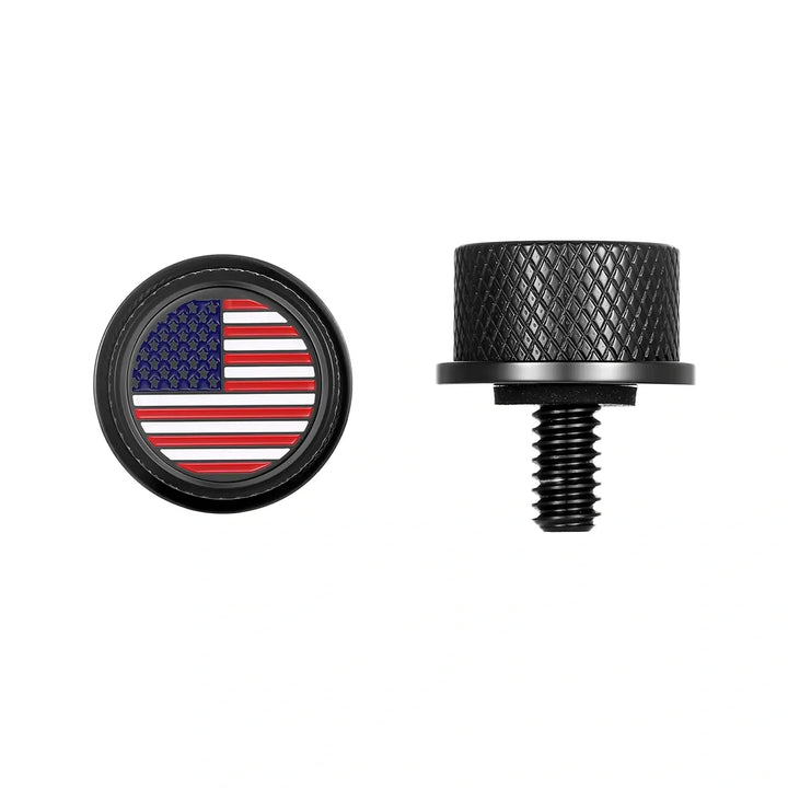Figurati Designs – Stainless-Steel in Black Red White & Blue American Flag Seat Screw – FD21-SEAT_SCREW-BLK