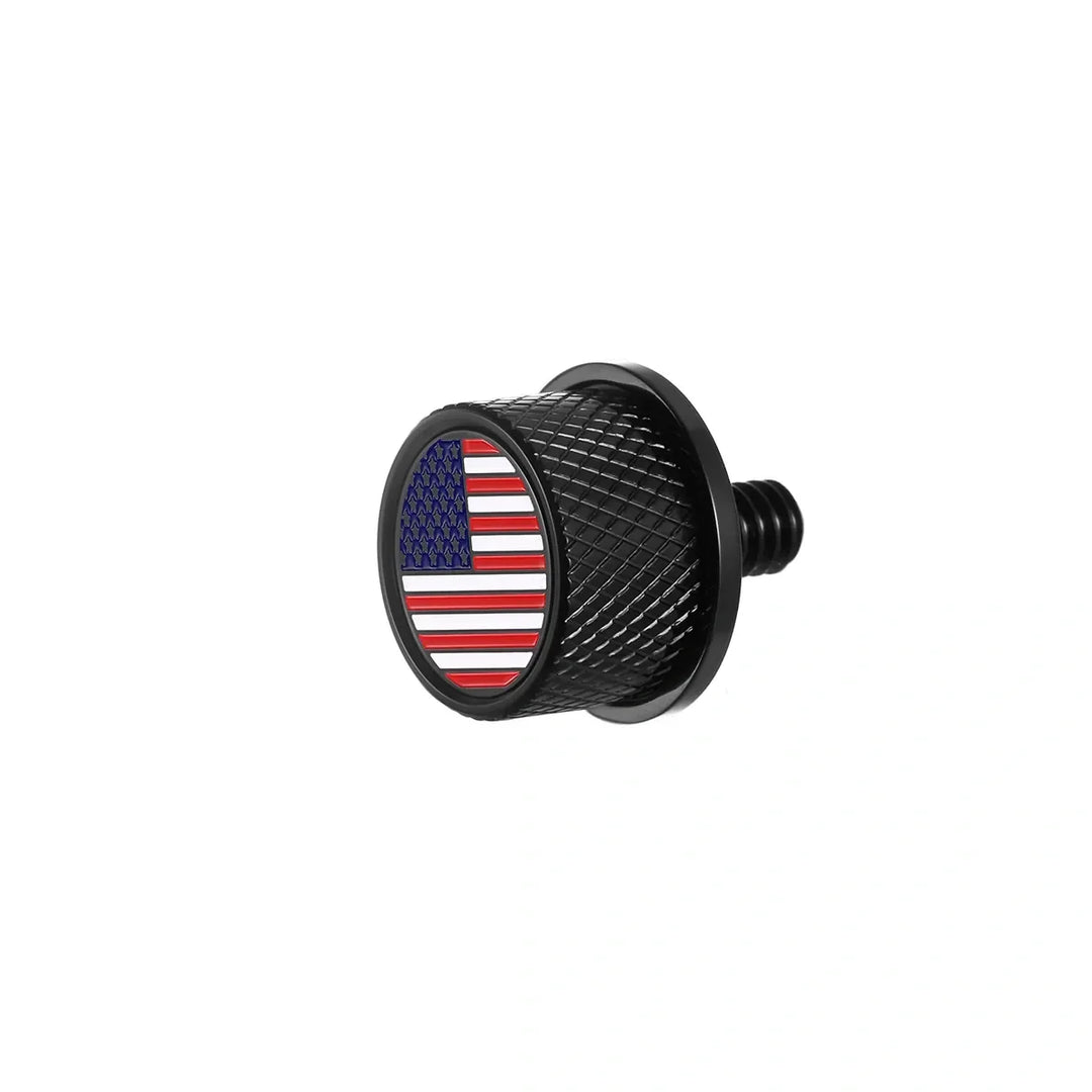 Figurati Designs – Stainless-Steel in Black Red White & Blue American Flag Seat Screw – FD21-SEAT_SCREW-BLK