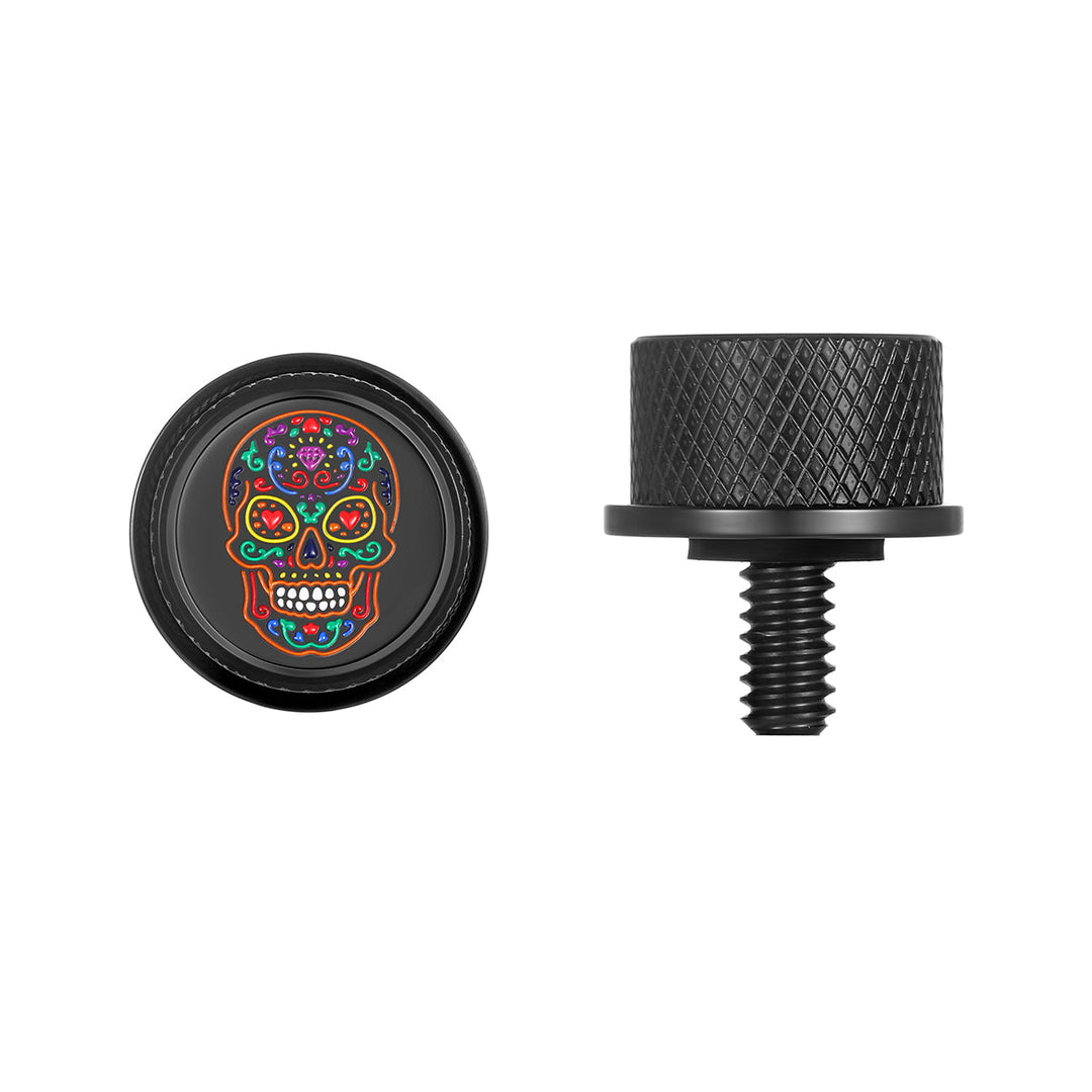 Figurati Designs – Stainless-Steel in Black Sugar Skull Seat Screw – FD30-Seat_Screw-Blk