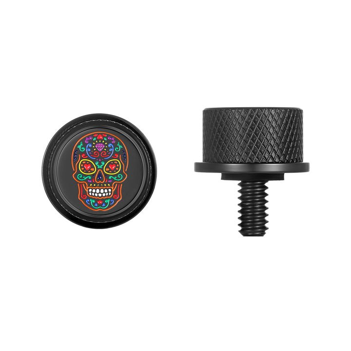 Figurati Designs – Stainless-Steel in Black Sugar Skull Seat Screw – FD30-Seat_Screw-Blk