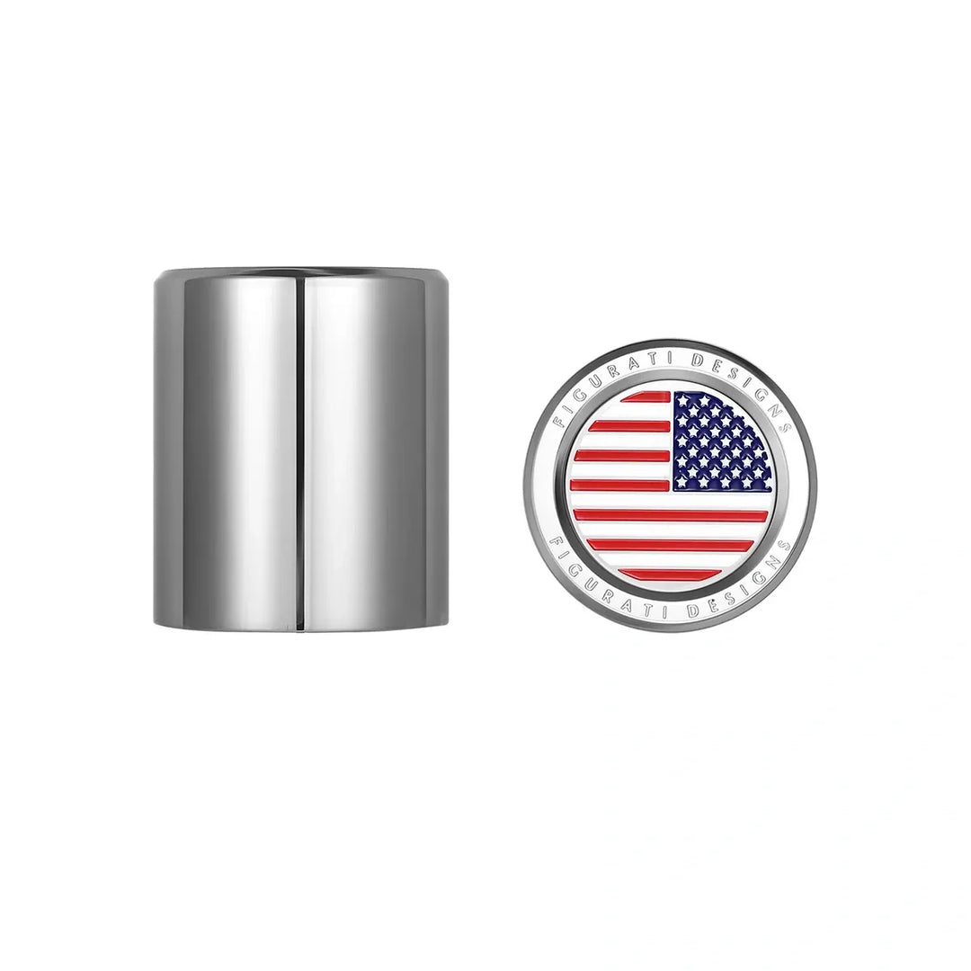 Figurati Designs – Harley-Davidson Stainless-Steel Red White & Blue American Flag Docking Covers – FD20-DC-25.2/32-SS