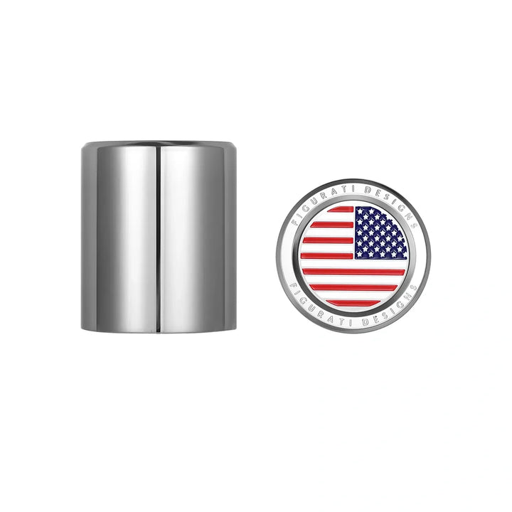 Figurati Designs – Harley-Davidson Stainless-Steel Red White & Blue American Flag Docking Covers – FD20-DC-25.2/32-SS