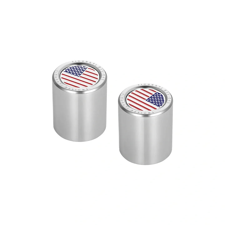 Figurati Designs – Harley-Davidson Stainless-Steel Red White & Blue American Flag Docking Covers – FD20-DC-25.2/32-SS
