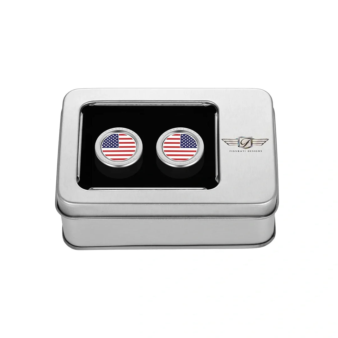 Figurati Designs – Harley-Davidson Stainless-Steel Red White & Blue American Flag Docking Covers – FD20-DC-25.2/32-SS