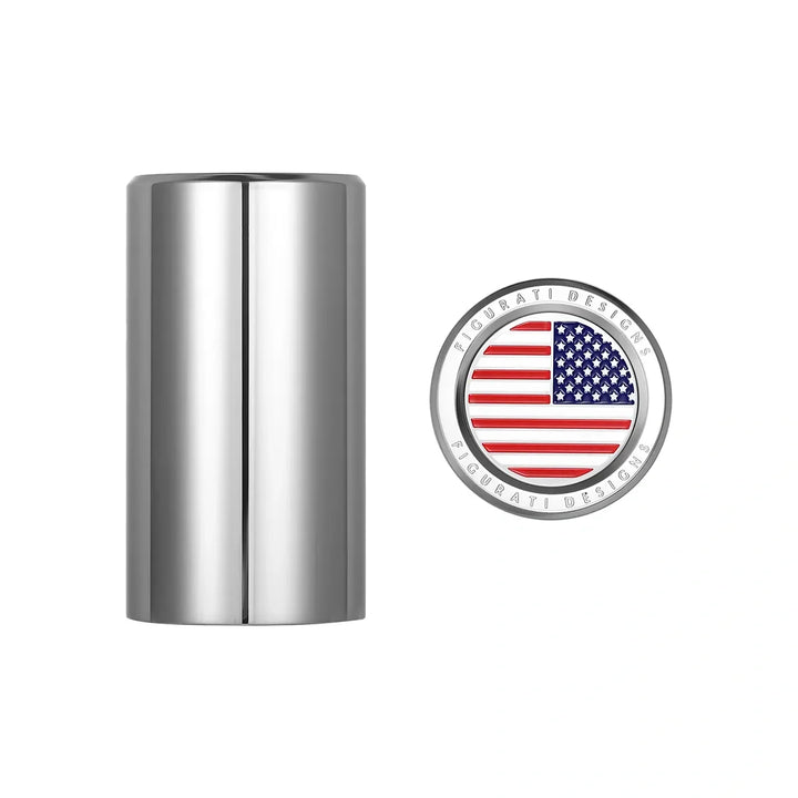 Figurati Designs – Harley-Davidson Stainless-Steel Red White & Blue American Flag Docking Covers – FD20-DC-25.2/46.5-SS