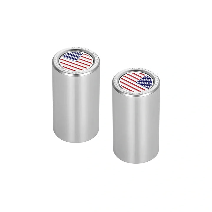 Figurati Designs – Harley-Davidson Stainless-Steel Red White & Blue American Flag Docking Covers – FD20-DC-25.2/46.5-SS