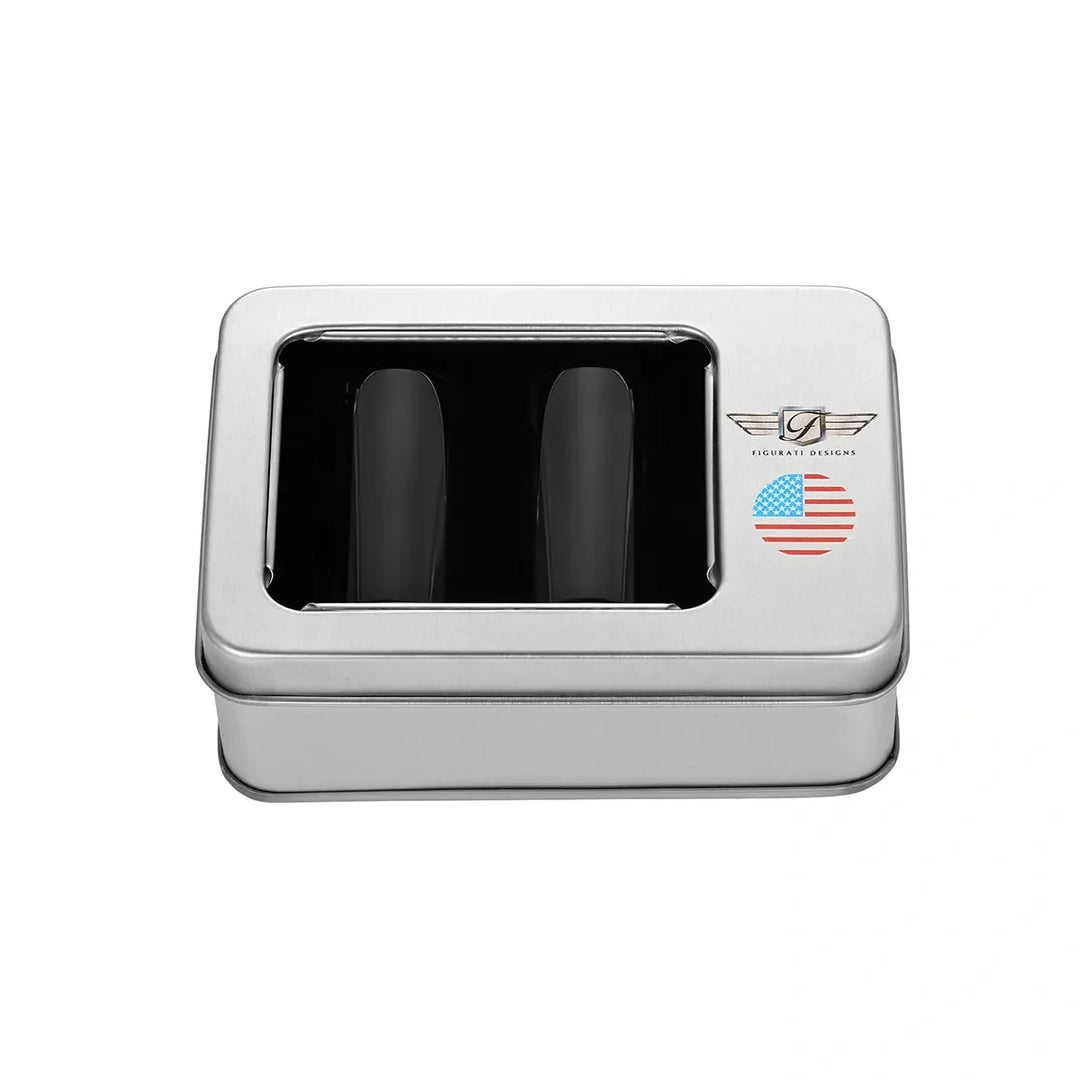 Figurati Designs – Harley-Davidson Stainless-Steel Black Red White & Blue American Flag Docking Covers – FD21-DC-25.2/46.5-BLK