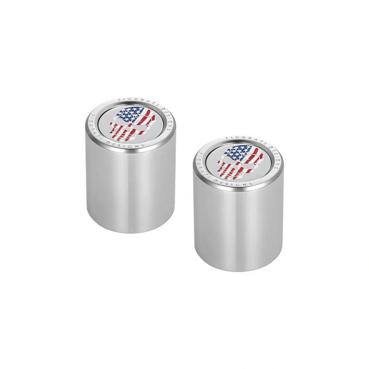 Figurati Designs – Harley-Davidson Stainless-Steel Red White and Blue American Flag Skull Docking Hardware – FD24-DC-25.2/32-SS