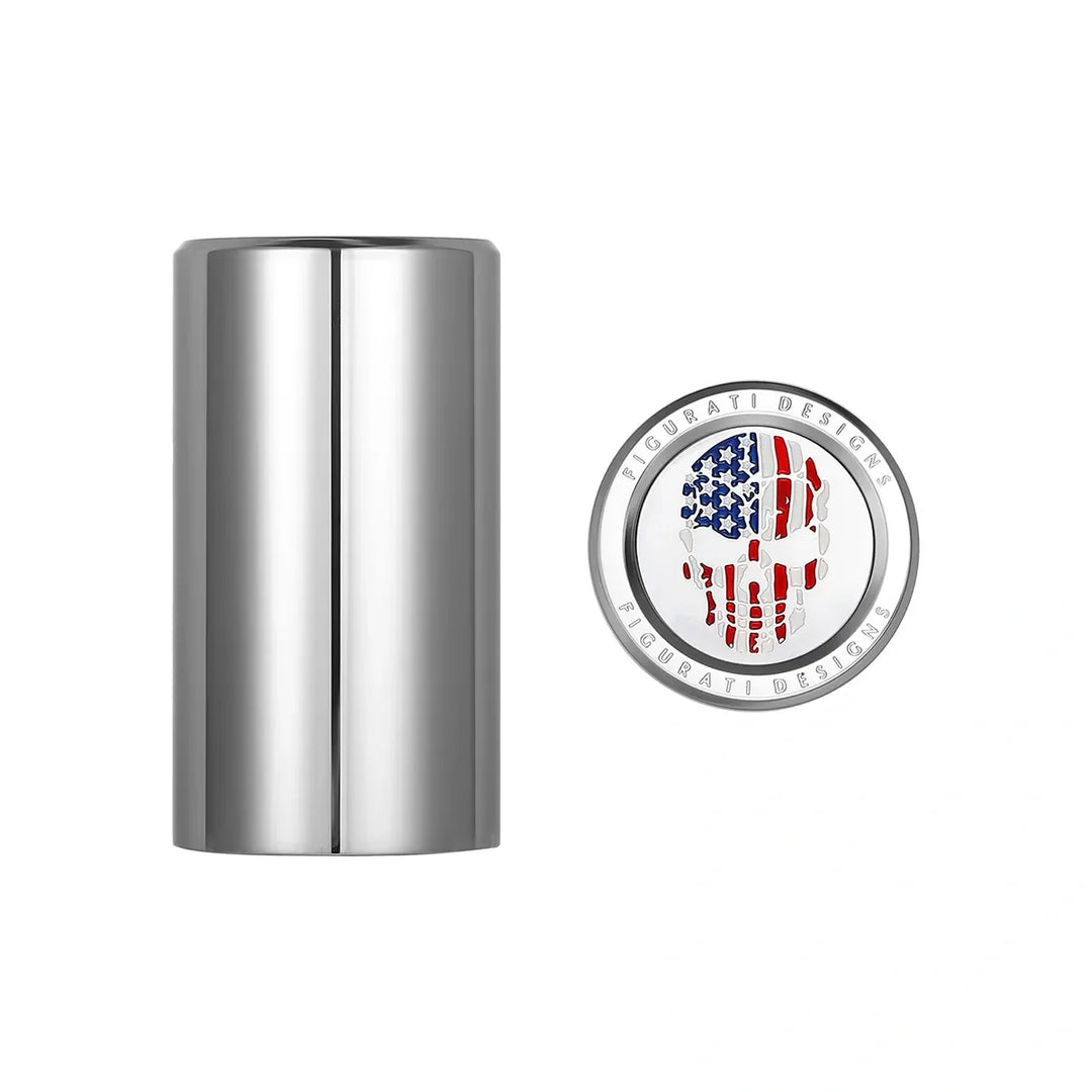 Figurati Designs – Harley-Davidson Stainless-Steel Red White and Blue American Flag Skull Docking Hardware – FD24-DC-25.2/46.5-SS
