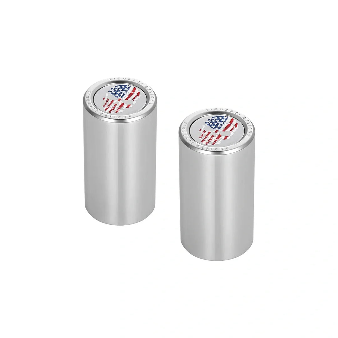 Figurati Designs – Harley-Davidson Stainless-Steel Red White and Blue American Flag Skull Docking Hardware – FD24-DC-25.2/46.5-SS