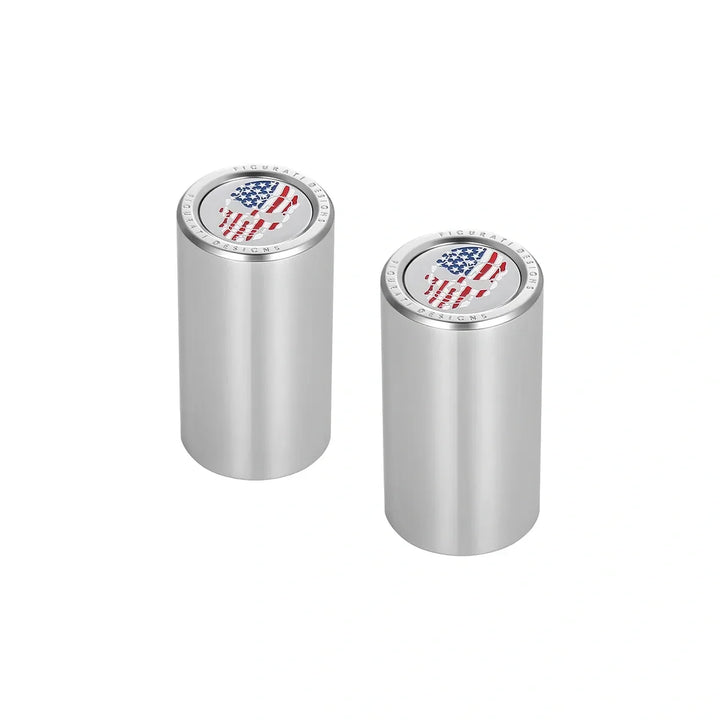 Figurati Designs – Harley-Davidson Stainless-Steel Red White and Blue American Flag Skull Docking Hardware – FD24-DC-25.2/46.5-SS