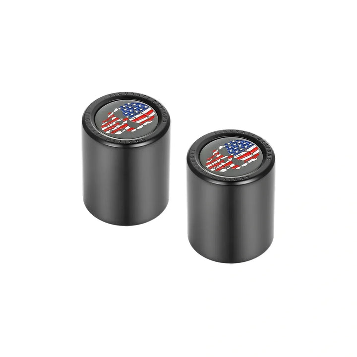 Figurati Designs – Harley-Davidson Stainless-Steel in Black Red White and Blue American Flag Skull Docking Hardware – FD25-DC-25.2/32-BLK