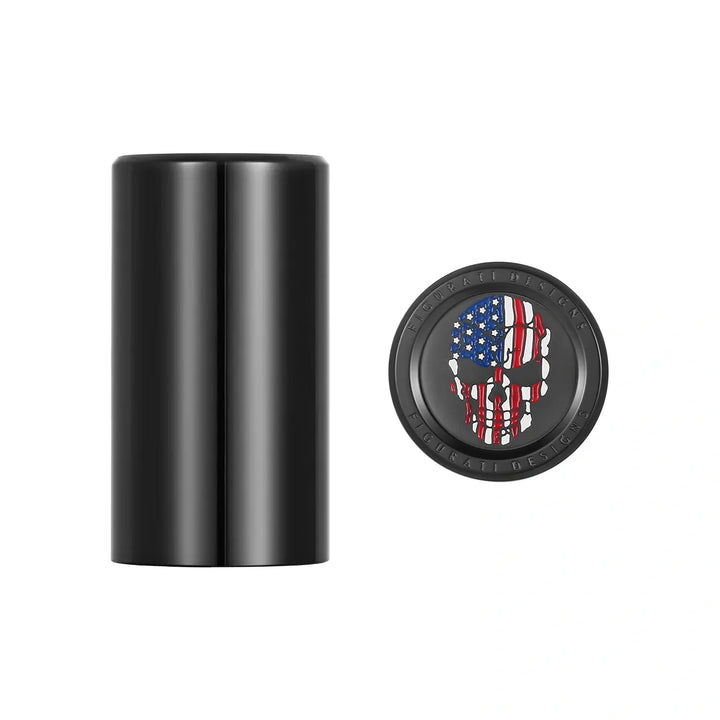 Figurati Designs – Harley-Davidson Stainless-Steel/Black Red White Blue American Flag Skull Docking Hardware – FD25-DC-25.2/46.5-BLK