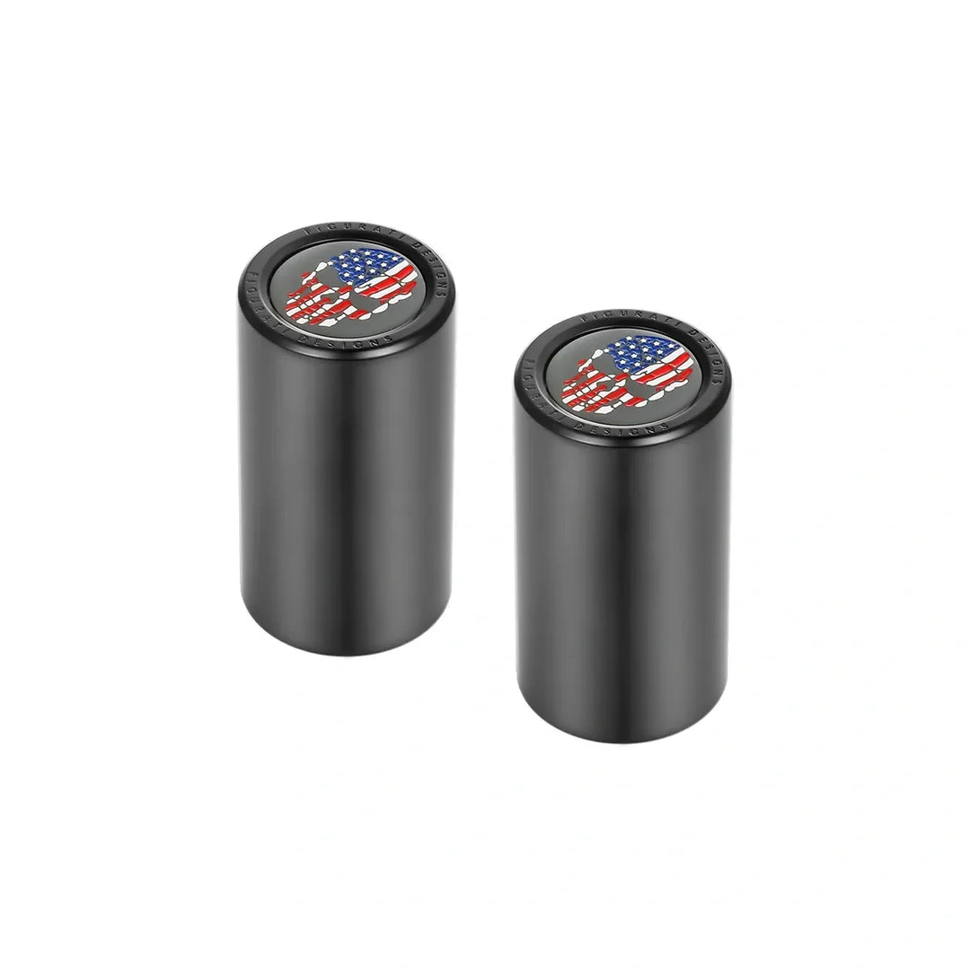 Figurati Designs – Harley-Davidson Stainless-Steel/Black Red White Blue American Flag Skull Docking Hardware – FD25-DC-25.2/46.5-BLK