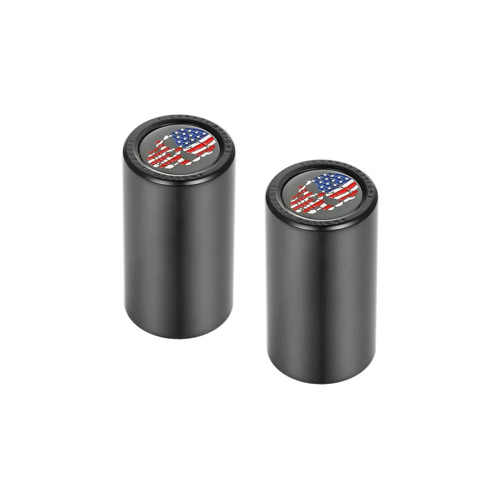 Figurati Designs – Harley-Davidson Stainless-Steel/Black Red White Blue American Flag Skull Docking Hardware – FD25-DC-25.2/46.5-BLK