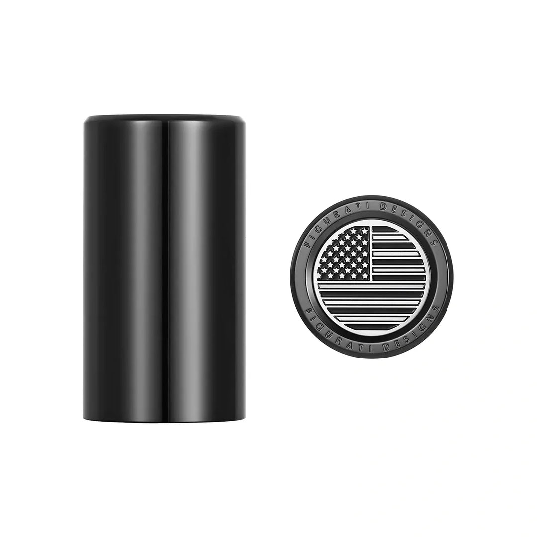 Figurati Designs – Harley-Davidson Stainless-Steel Black American Flag Docking Covers – FD26-DC-25.2/46.5-BLK