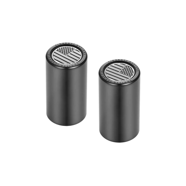 Figurati Designs – Harley-Davidson Stainless-Steel Black American Flag Docking Covers – FD26-DC-25.2/46.5-BLK