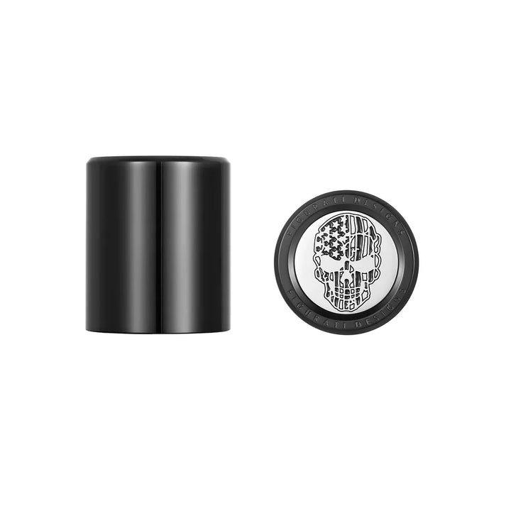 Figurati Designs – Harley-Davidson Stainless-Steel in Black Contrast Cut American Flag Skull Docking Hardware – FD27-DC-25.2/32-BLK