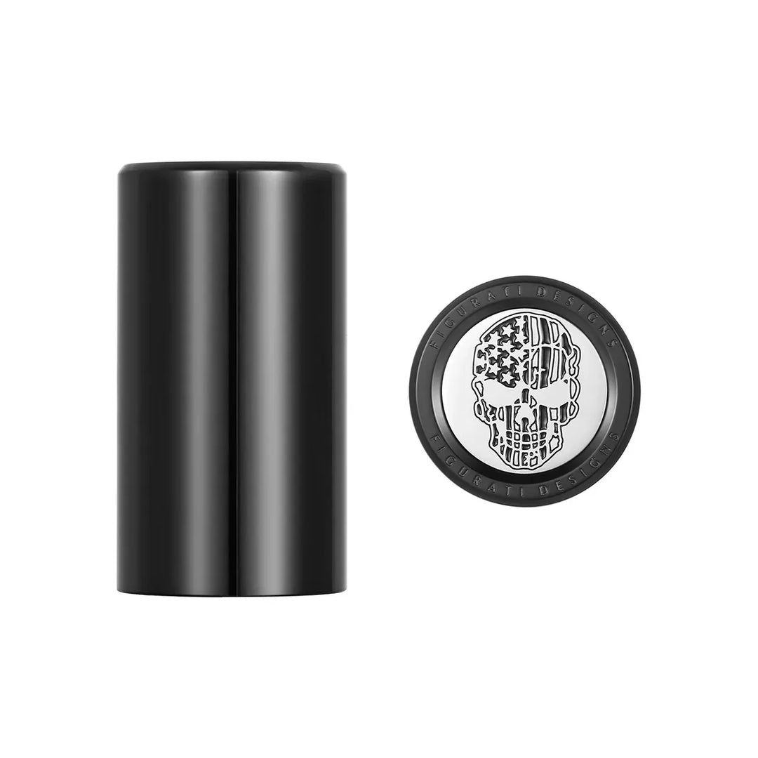 Figurati Designs – Harley-Davidson Stainless-Steel In Black American Flag Skull Docking Hardware – FD27-DC-25.2/46.5-BLK